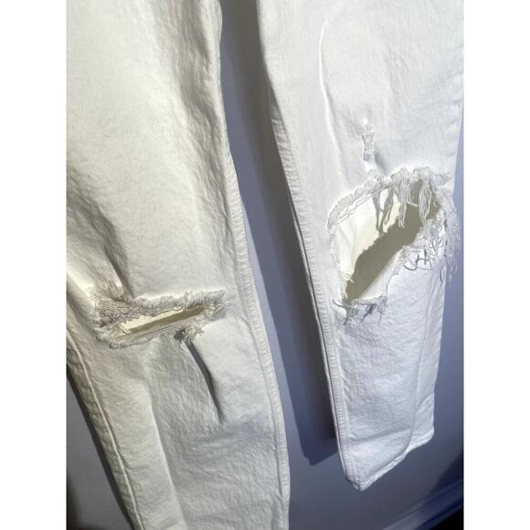 Abercrombie & Fitch White 90's Straight Ultra High Rise Distresses Jeans Sz 2S - Picture 5 of 8